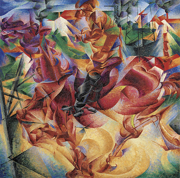 Umberto Boccioni and the birth of the movement futurism, synthesis as opposed to fragmentation and highly relevant to the intellectual notions today